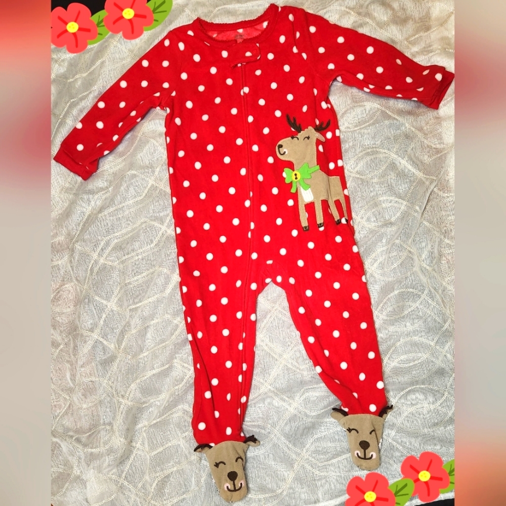 Carter's Christmas Reindeer Zip-Up Fleece Sleep & Play